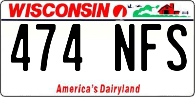 WI license plate 474NFS
