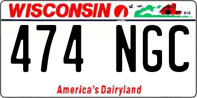 WI license plate 474NGC
