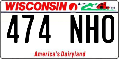 WI license plate 474NHO