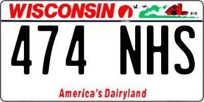 WI license plate 474NHS
