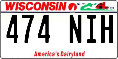 WI license plate 474NIH