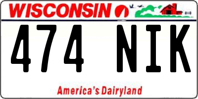 WI license plate 474NIK