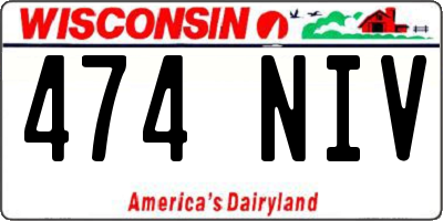 WI license plate 474NIV