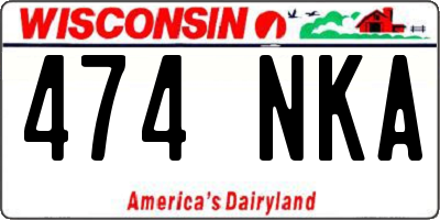 WI license plate 474NKA
