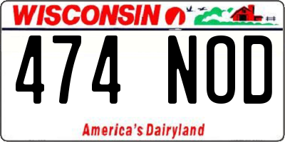 WI license plate 474NOD