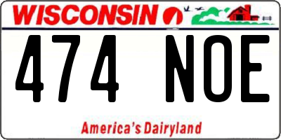 WI license plate 474NOE