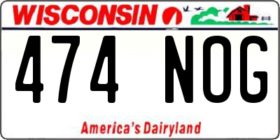 WI license plate 474NOG