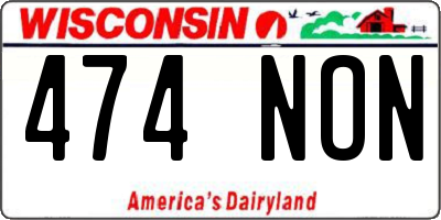 WI license plate 474NON