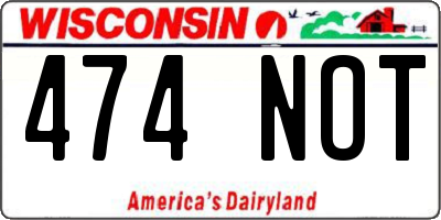 WI license plate 474NOT