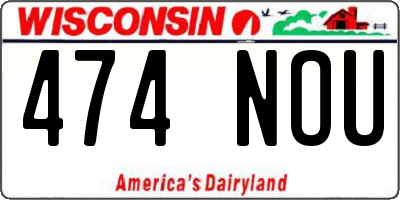 WI license plate 474NOU