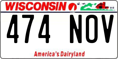 WI license plate 474NOV