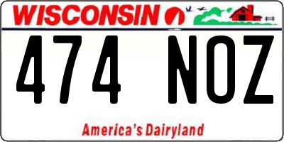 WI license plate 474NOZ