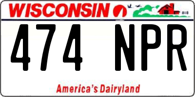 WI license plate 474NPR