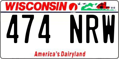 WI license plate 474NRW
