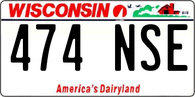 WI license plate 474NSE