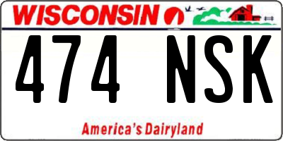 WI license plate 474NSK
