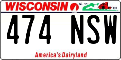 WI license plate 474NSW
