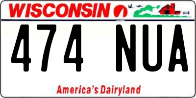 WI license plate 474NUA