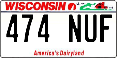 WI license plate 474NUF