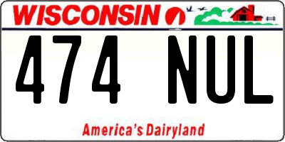 WI license plate 474NUL
