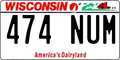 WI license plate 474NUM