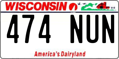 WI license plate 474NUN