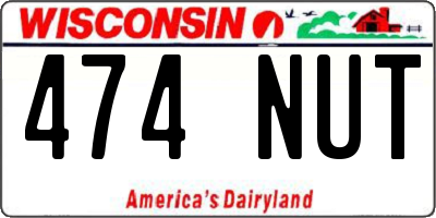 WI license plate 474NUT