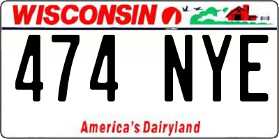 WI license plate 474NYE