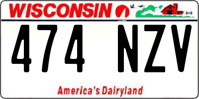 WI license plate 474NZV