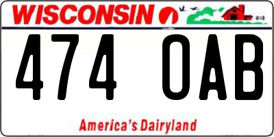 WI license plate 474OAB