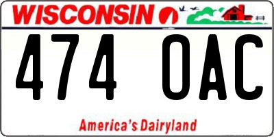 WI license plate 474OAC