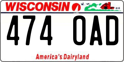 WI license plate 474OAD