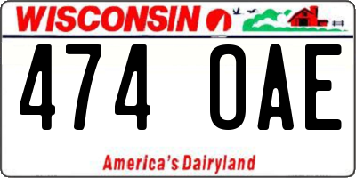 WI license plate 474OAE