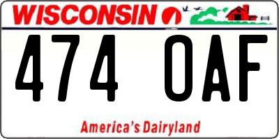 WI license plate 474OAF
