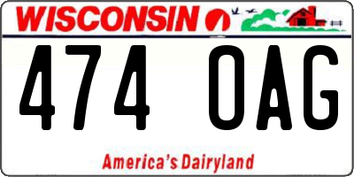 WI license plate 474OAG