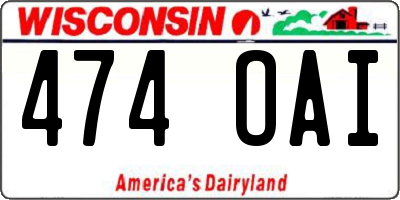 WI license plate 474OAI