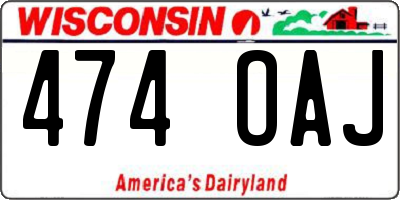 WI license plate 474OAJ