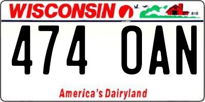 WI license plate 474OAN