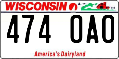 WI license plate 474OAO