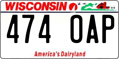 WI license plate 474OAP