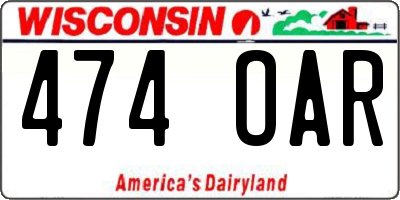 WI license plate 474OAR