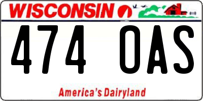 WI license plate 474OAS