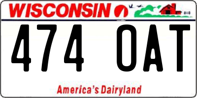 WI license plate 474OAT