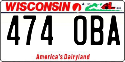 WI license plate 474OBA