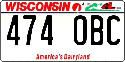 WI license plate 474OBC