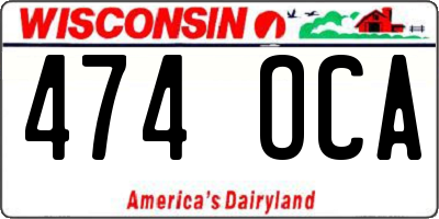 WI license plate 474OCA