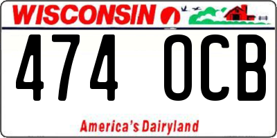 WI license plate 474OCB