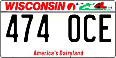 WI license plate 474OCE