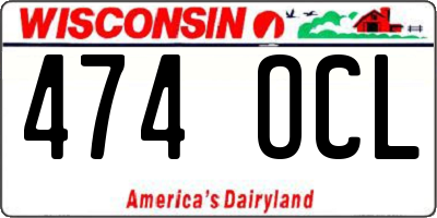 WI license plate 474OCL