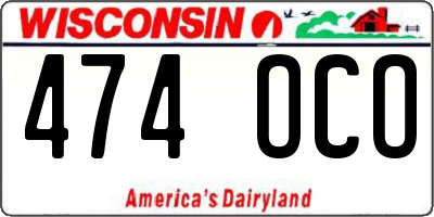 WI license plate 474OCO